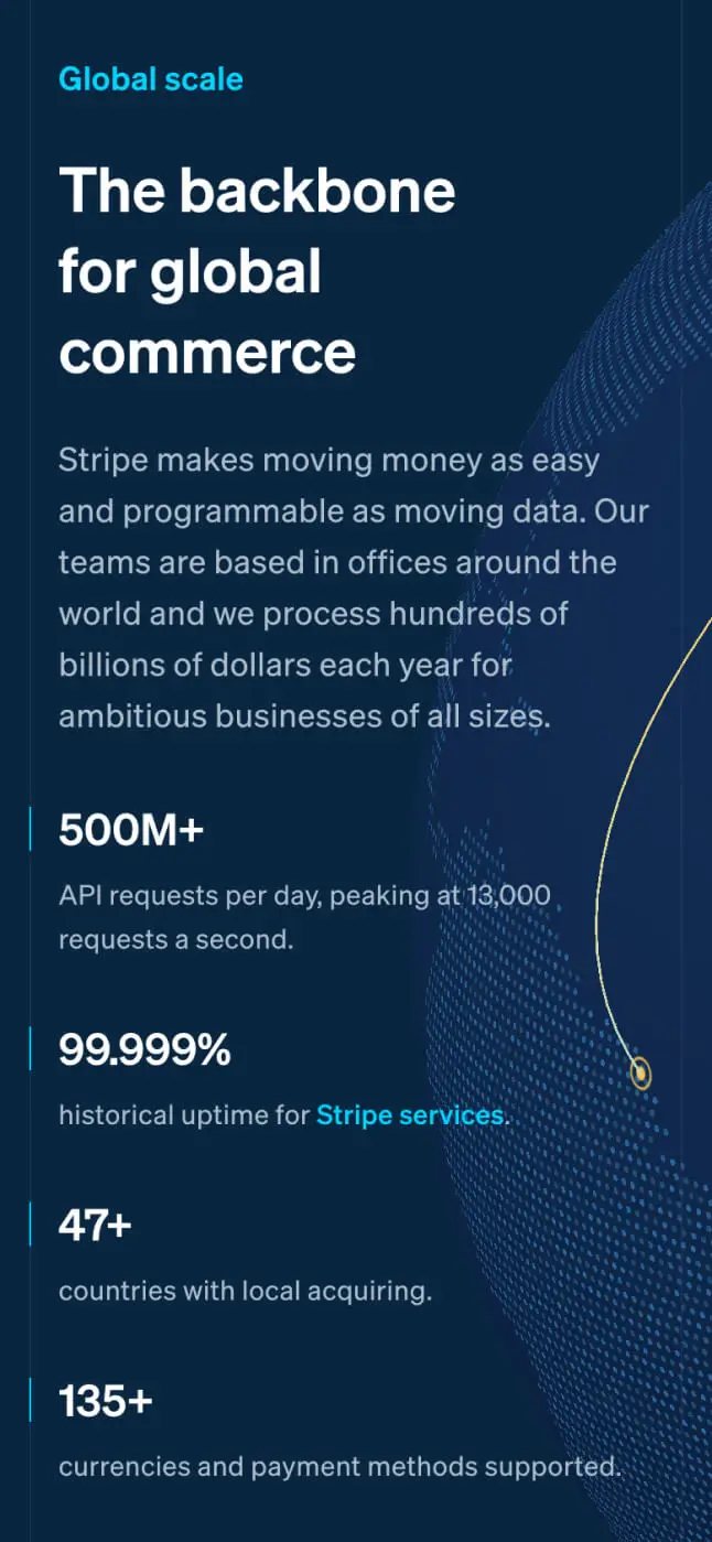 Mobile - Global metrics feature displaying data with a globe visualization for clarity.