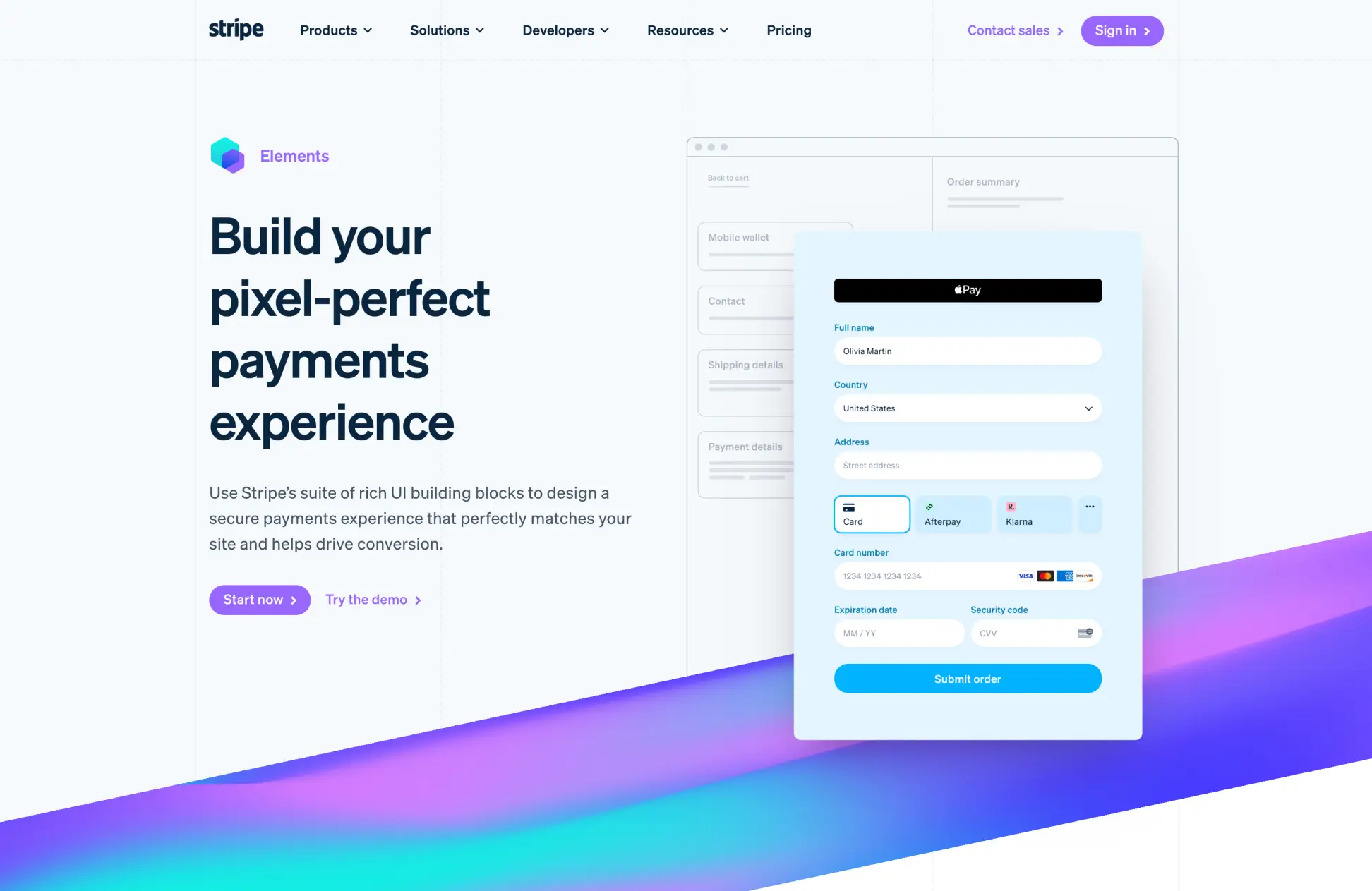Desktop - Hero section featuring a prominent headline, minimal text, and a clickable payment button.