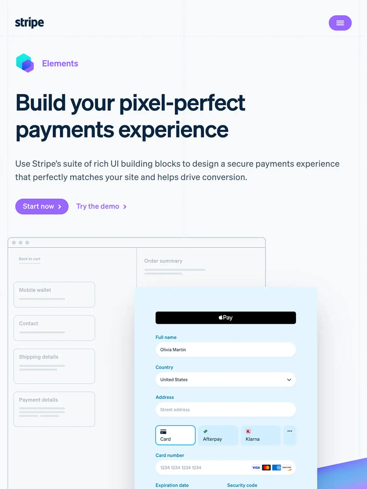 Tablet - Hero section featuring a prominent headline, minimal text, and a clickable payment button.