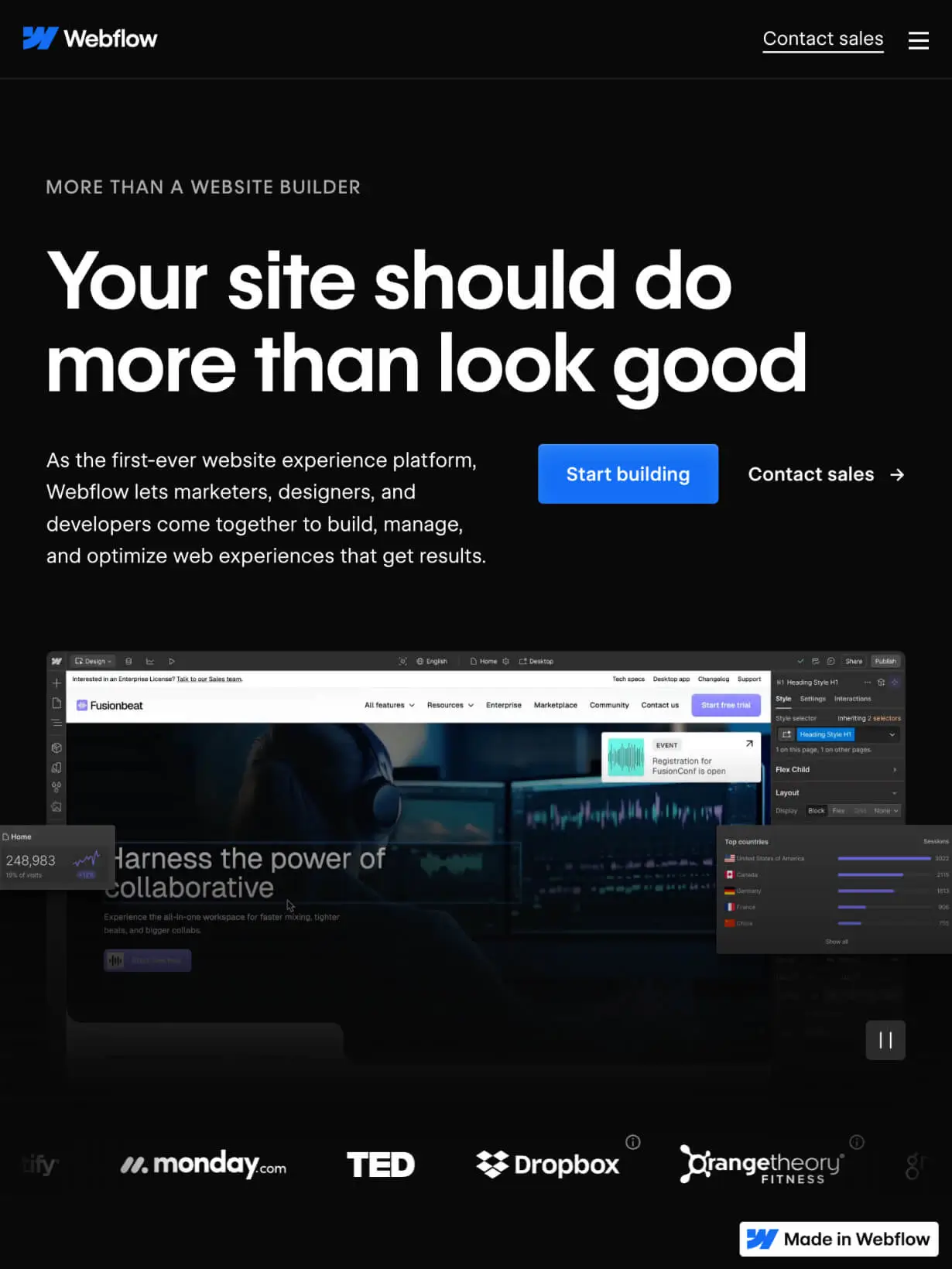 Tablet - Hero section featuring bold text and a clear call to action for a SaaS product.
